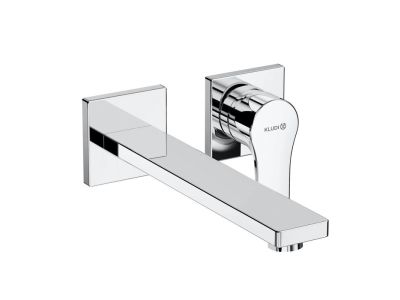 Baterie lavoar Kludi Zenta SL de perete, din doua elemente, pipa 230mm, fara ventil, montaj incastrat, necesita corp ingropat