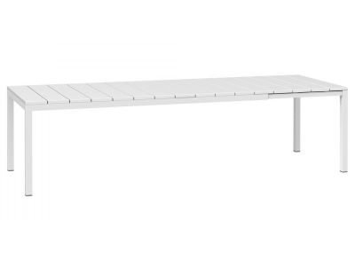 Masa exterior Nardi Rio 210 extensibila, max 280x100cm, baza aluminiu, alb