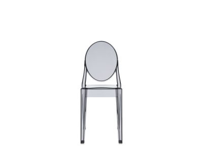 Set 2 scaune Kartell Victoria Ghost design Philippe Starck, fumuriu transparent