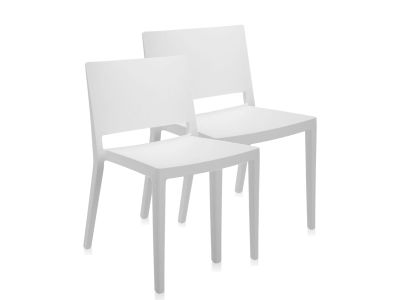 Set 2 scaune Kartell Lizz Mat design Piero Lissoni & Carlo Tamborini, alb
