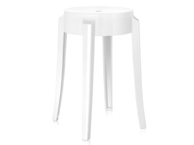 Set 2 scaune Kartell Charles Ghost design Philippe Starck, h45cm, alb lucios