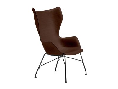 Fotoliu Kartell Smart Wood K/Wood design Philippe Stark, Basic Veneer, Dark wood, picioare negre