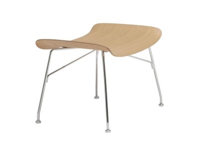 Taburet Kartell Smart Wood S/Wood design Philippe Stark, Basic Veneer, Light wood, picioare crom