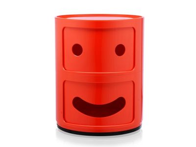Comoda modulara Kartell Componibili 2 Smile Happy, design Anna Castelli Ferrieri, rosu