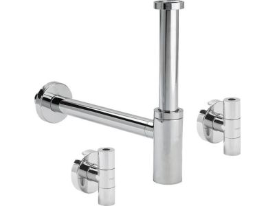 Set sifon pentru lavoar Viega Elegant 32mm si robineti coltar, alama cromata