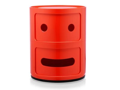 Comoda modulara Kartell Componibili 2 Smile, design Anna Castelli Ferrieri, rosu