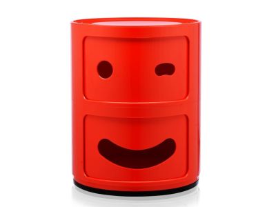 Comoda modulara Kartell Componibili 2 Smile Wink, design Anna Castelli Ferrieri, rosu