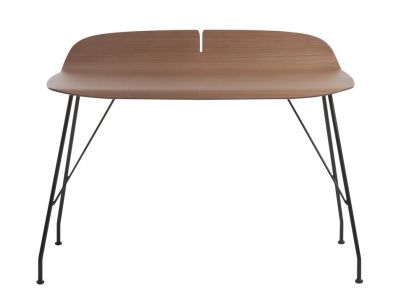Masa Kartell Earl Of Wood design Philippe Starck, cadru metal negru, top lemn inchis