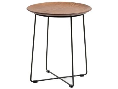 Masuta Kartell Al Wood design Philippe Stark, d40cm, h45.5cm, frasin, baza negru, lemn inchis