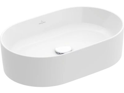 Lavoar tip bol Villeroy & Boch Collaro CeramicPlus 56x36cm oval, fara orificiu baterie, fara preaplin, alb, alb Alpin