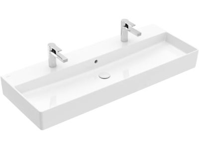 Lavoar dublu Villeroy & Boch Memento 2.0 CeramicPlus 120cm cu preaplin, alb Alpin