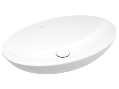 Lavoar oval tip bol Villeroy & Boch Loop & Friends 56x38cm cu preaplin, material TitanCeram, montare pe blat