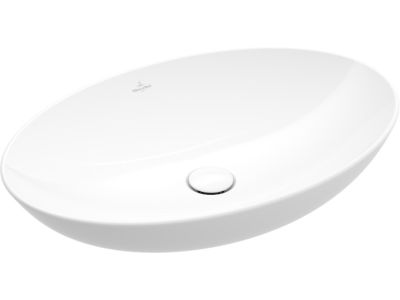 Lavoar rotund tip bol Villeroy & Boch Loop & Friends Ceramic Plus 62x42cm cu preaplin, material TitanCeram, montare pe blat,alb Alpin