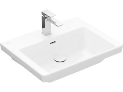 Lavoar Villeroy & Boch Subway 3.0 CeramicPlus 60x47cm cu preaplin si finisaj suplimentar, alb Alpin