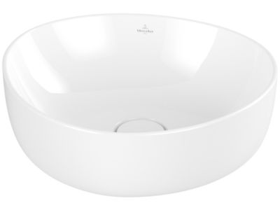 Lavoar tip bol Villeroy & Boch Antao Ceramic Plus 40x39.5cm, ventil fix cu capac ceramic, White Alpin
