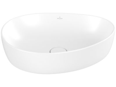 Lavoar tip bol Villeroy & Boch Antao Ceramic Plus 51x40cm, ventil fix cu capac ceramic, Stone White