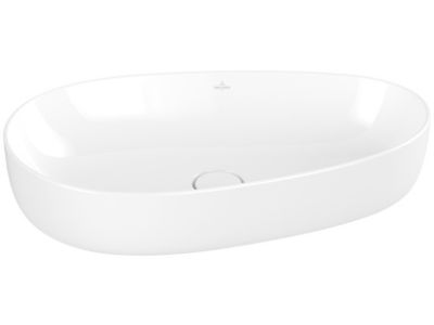 Lavoar tip bol Villeroy & Boch Antao Ceramic Plus 65x40cm, ventil fix cu capac ceramic, White Alpin