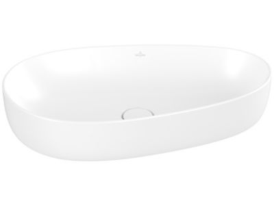 Lavoar tip bol Villeroy & Boch Antao Ceramic Plus 65x40cm, ventil fix cu capac ceramic, Stone White