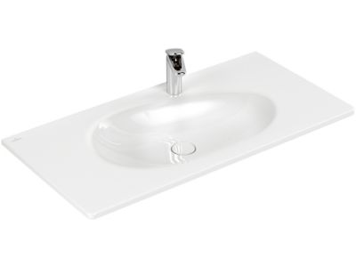 Lavoar Villeroy & Boch Antao Ceramic Plus 100x50cm, fara preaplin, montare pe mobilier, ventil fix cu capac ceramic, White Alpin