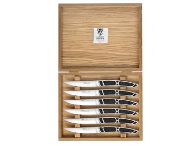 Set cutite friptura Claude Dozorme Le Thiers Galuchat, maner negru Sharckskin, 6 piese, cutie lemn stejar