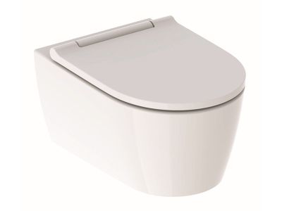 Set vas wc suspendat Geberit ONE Rimfree TurboFlush cu capac inchidere lenta si sistem QuickRelease, finisaj KeraTect