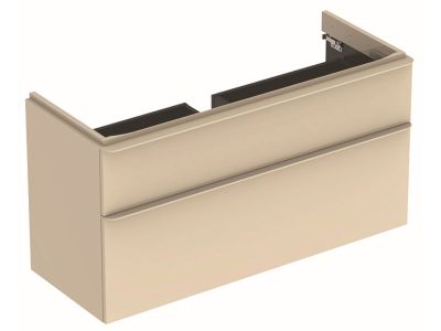 Dulap baza Geberit Smyle Square cu 2 sertare, 120cm, gri nisip lucios