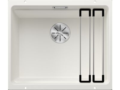 Chiuveta bucatarie Blanco Etagon 500-U, 530x460mm, 2 sine glisante, montare sub blat, Silgranit alb