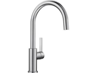Baterie bucatarie Blanco Candor cu pipa inalta pivotanta, inox periat