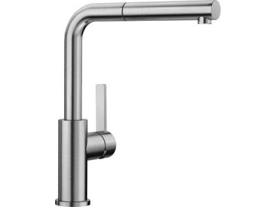 Baterie bucatarie Blanco Lanora-S cu dus extractibil, inox periat