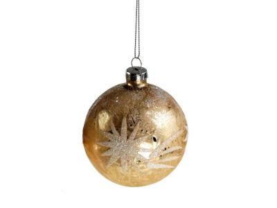 Decoratiune brad Deko Senso Glimmer Star, sticla, 8cm, alb - auriu