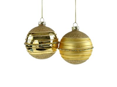Set 2 decoratiuni brad Deko Senso Rhinestone, sticla, 8cm, auriu