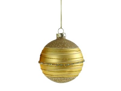 Decoratiune brad Deko Senso Rhinestone Glitter, sticla, 8cm, auriu