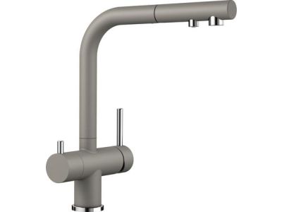 Baterie bucatarie Blanco Fontas-S II cu 3 cai, dus extractibil, maro trufe