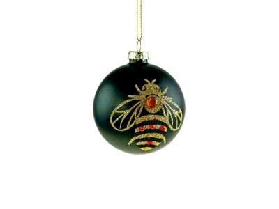 Decoratiune brad Deko Senso Bee, sticla, 8cm, negru