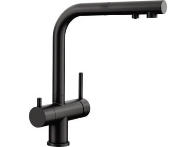 Baterie bucatarie Blanco Fontas-S II cu 3 cai, dus extractibil, negru mat