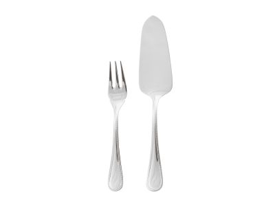 Set tacamuri desert Sambonet Perles, 13 piese, inox placat cu argint