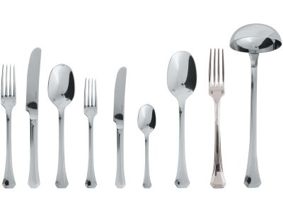 Set tacamuri Sambonet Deco Solid Handle, 75 piese, inox placat cu argint