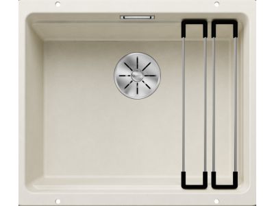 Chiuveta bucatarie Blanco Etagon 500-U, 530x460mm, 2 sine glisante, montare sub blat, Silgranit alb antic