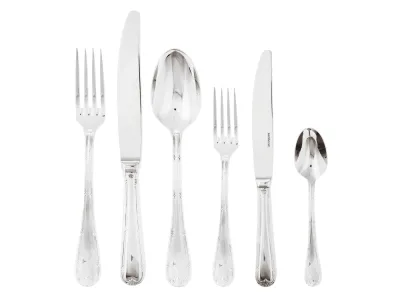Set tacamuri Sambonet Ruban Croise Solid Handle, 72 piese, inox placat cu argint