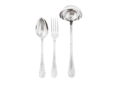 Set tacamuri servire Sambonet Ruban Croise Solid Handle, 3 piese, inox placat cu argint