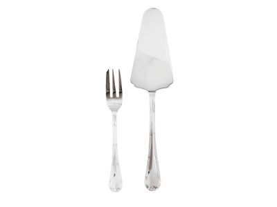 Set tacamuri desert Sambonet Ruban Croise Solid Handle, 13 piese, inox placat cu argint