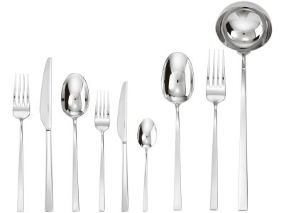 Set tacamuri Sambonet Linea Q Solid Handle, 75 piese, inox placat cu argint