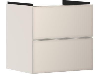 Dulap baza suspendat Hansgrohe Xevolos E cu 2 sertare, 58cm, corp bej mat, front bej metalic