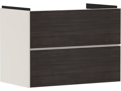 Dulap baza suspendat Hansgrohe Xevolos E cu 2 sertare, 78cm, corp bej mat, front stejar inchis