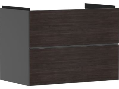 Dulap baza suspendat Hansgrohe Xevolos E cu 2 sertare, 78cm, corp gri mat, front stejar inchis