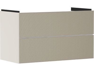 Dulap baza suspendat Hansgrohe Xevolos E cu 2 sertare, 98cm, corp bej mat, front ceramic bronz texturat
