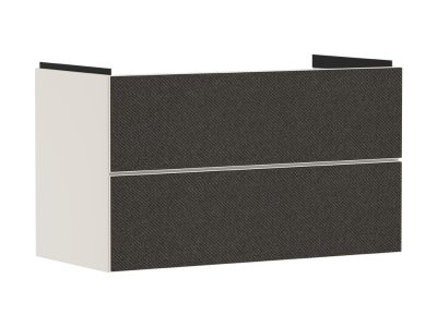 Dulap baza suspendat Hansgrohe Xevolos E cu 2 sertare, 98cm, corp bej mat, front textil gri inchis