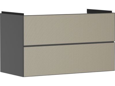 Dulap baza suspendat Hansgrohe Xevolos E cu 2 sertare, 98cm, corp gri mat, front ceramic bronz texturat