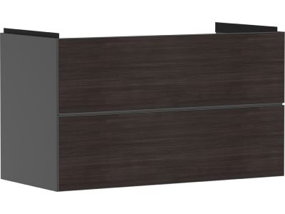 Dulap baza suspendat Hansgrohe Xevolos E cu 2 sertare, 98cm, corp gri mat, front stejar inchis