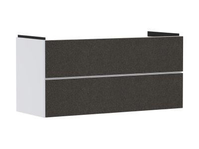 Dulap baza suspendat Hansgrohe Xevolos E cu 2 sertare, 118cm, corp alb mat, front textil gri inchis